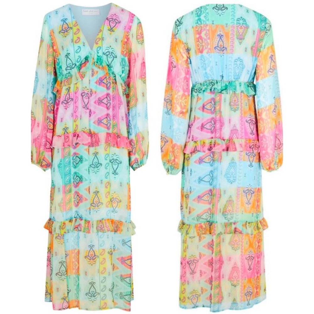 NWT Never Fully Dressed rainbow paisley patchwork print Alexia midi dress - Picture 3 of 7